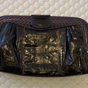 Snakeskin Black and Purple Clutch